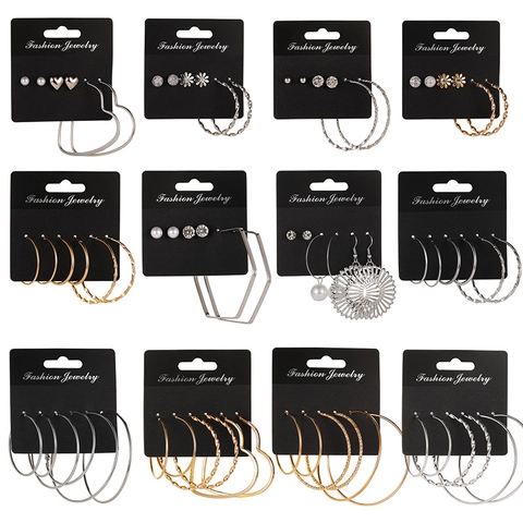 Geometrische Legierung Ohrringe Set Für Damen Modische Übertriebene Runde Creolen Stecker Ohrringe Strass Künstliche Perle Schmuck