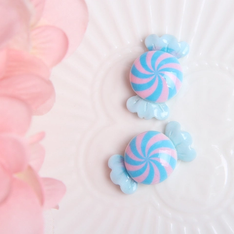 Simulation Candy Shape Charms Colorful Resin Spiral Pattern Bowknot Flatback For DIY Crafts Jewelry Making Phone Case Decoration