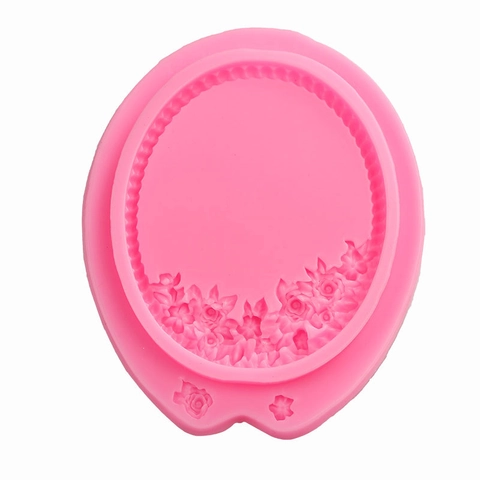 Vintage Mirror Frame Silicone Mold Rose Relief Pattern For Fondant Cake Decoration Chocolate DIY Handmade Crafting Tool