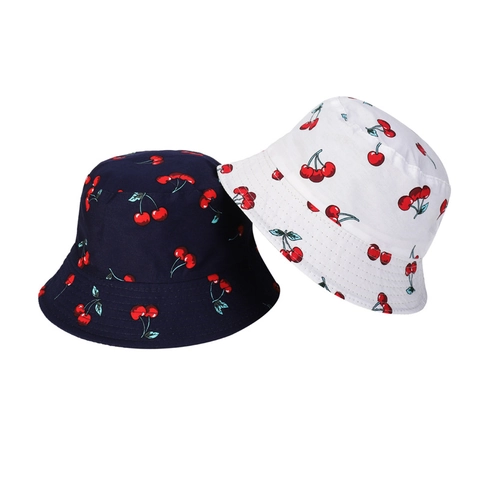 Cappello Bucket Reversibile In Cotone Con Stampa Ciliegia Traspirante Protezione Solare Esterno Viaggio Per Uomini Donne