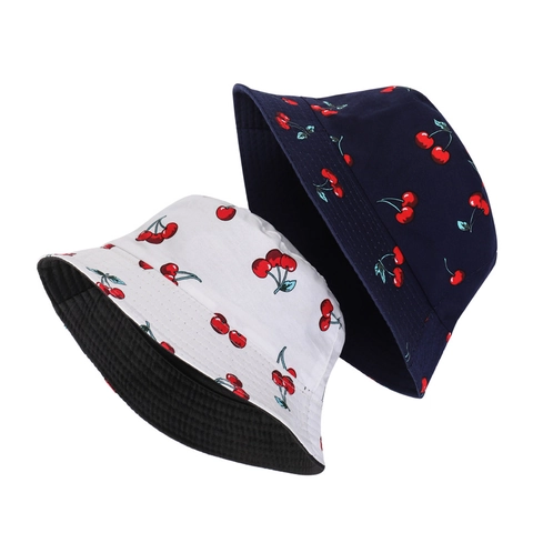 Cappello Bucket Reversibile In Cotone Con Stampa Ciliegia Traspirante Protezione Solare Esterno Viaggio Per Uomini Donne