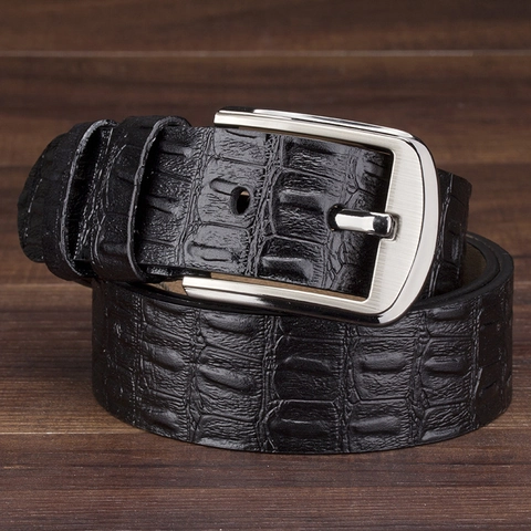 Cintura da Uomo in Pelle di Vacca Lusso Motivo Coccodrillo Fibbia ad Ardiglione Cintura da Lavoro Formale Casual da Uomo