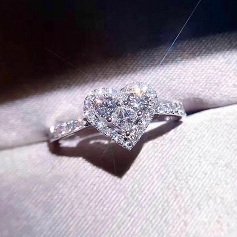Herzförmiger Kupferring Mit Glänzendem Zirkonia Besetzter Modeschmuck Romantisches Geschenk Für Frauen Eleganter Stil
