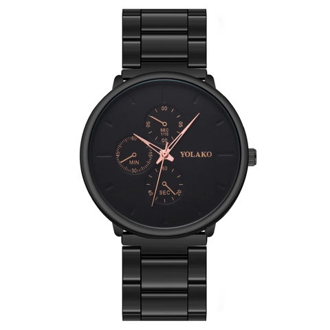 Men's Business Quartz Watch Metal Strap Fashion Wristwatch Analog Chronograph Look Folding Buckle Luxury Style