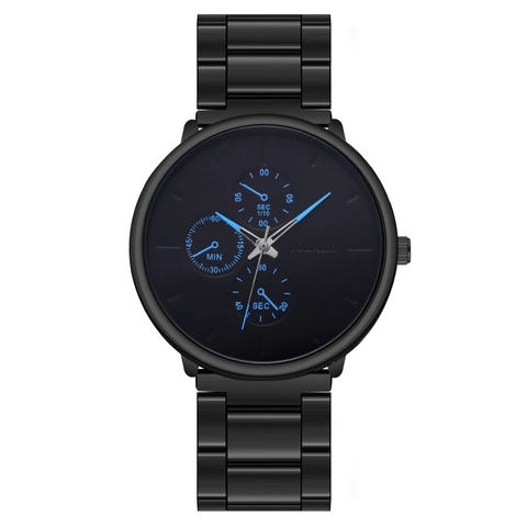 Men's Business Quartz Watch Metal Strap Fashion Wristwatch Analog Chronograph Look Folding Buckle Luxury Style