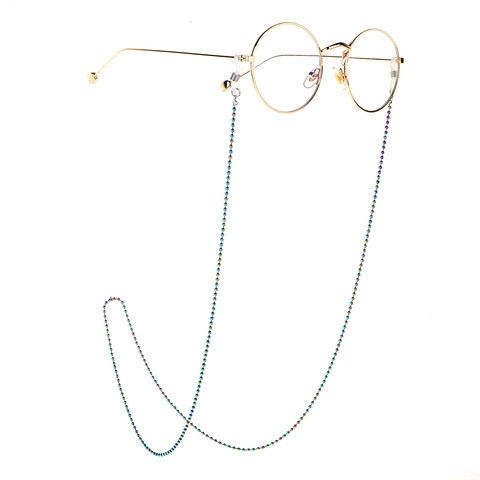 Colorful Beaded Glasses Chain Metallic Rainbow Anti-Slip Eyewear Strap Fashionable Sunglasses Holder For Sports Travel