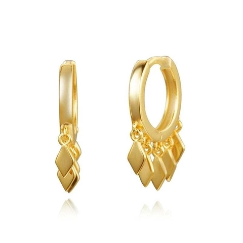 Geometrische Rauten Quasten Creolen Für Damen Minimalistischer Modeschmuck Aus Kupfer Mit 925 Sterling Silber Ohrstecker