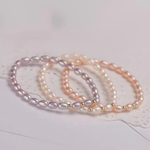 Natural Freshwater Pearl Bracelet Multicolor Elastic Rope Handcrafted Elegant Fashion Jewelry For Women High Quality Gift