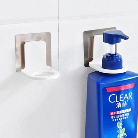 Wall Mounted Shower Gel Bottle Holder Punch Free Bathroom Shampoo Rack Self Adhesive Hand Soap Storage Hook Plastic