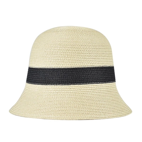 Women Summer Straw Bucket Hat Sun Protection Foldable Breathable Woven Fisherman Hat With Contrast Ribbon Beach Sun Shade Wide Brim Hats
