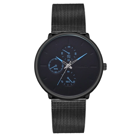 Orologio Da Uomo Al Quarzo Con Cinturino In Maglia Milanese Multipli Sotto Quadranti Stile Chronografo Orologio Business Cassa In Metallo