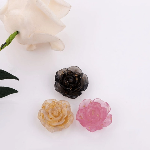 Rose Flower Charms Resin Gold Foil Embedded Transparent Colorful DIY Jewelry Making Craft Decoration Accessories