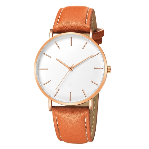Reloj de Cuarzo de Negocios Minimalista para Hombres Mujeres Correa de Cuero de PU Caja de Aleación Moda Casual Pareja Reloj de Pulsera