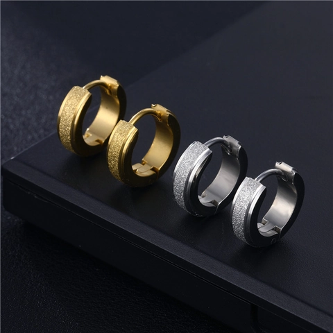 Minimalisti Orecchini a Cerchio Rotondi Opachi in Acciaio Inossidabile per Uomo Donna 316L Acciaio Chirurgico Lucidato Nero Oro Argento Gioielli Punk