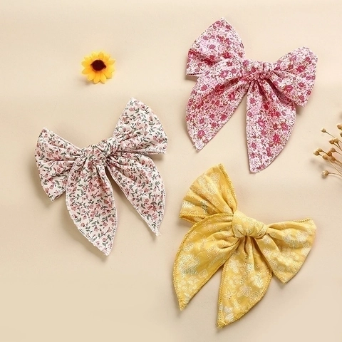 Kinder Bogen Haarspangen Baumwolle Floral Leopard Druck Schmetterling Haarnadeln Handgemachte Prinzessin Kopfschmuck Mädchen