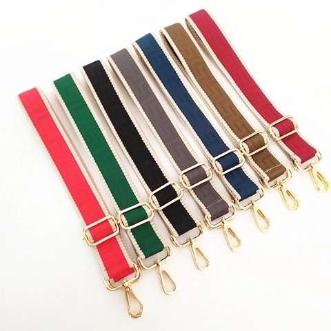 Adjustable Wide Bag Strap Replacement Polyester Webbing Geometric Maze Pattern Shoulder Belt With Metal Buckle