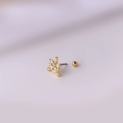 Cubic Zirconia Kraakbeen Stud Oorbel Roestvrij Stalen Staaf Bloem Ster Slang Helix Piercing Sieraden
