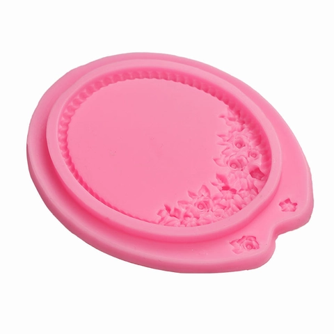 Vintage Mirror Frame Silicone Mold Rose Relief Pattern For Fondant Cake Decoration Chocolate DIY Handmade Crafting Tool