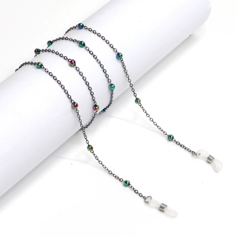 Glasses Chain Metal Colorful Aurora Beads Anti Slip Eyewear Lanyard Fashion Sunglasses Strap Holder For Women