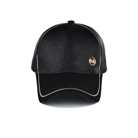 Fashion Satin Baseball Cap For Women Men M Logo Gold Piping Trim Adjustable Outdoor Casual Sun Hat Stylish Headwear Gift