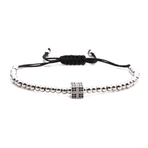 Fashion Beaded Bracelet Micro Pave Cubic Zirconia Copper Adjustable Pull String Charm Jewelry For Women