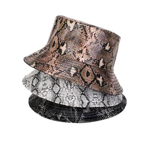 Cappello Da Pescatore Con Motivo Serpente In Pelle PU Reversibile Protezione Solare Casual Hip Hop Per Uomo Donna