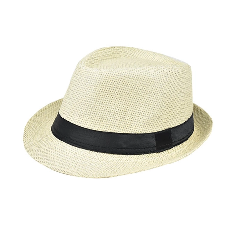 Klassischer Herren Fedora Hut Sommer Atmungsaktiver Papierstroh Sonnenschutz Strandhut Mit Band Outdoor Trilby Hut