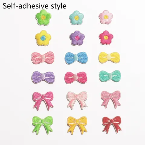 Mini Stickerei Aufnäher Bunte Schleife Blume Selbstklebend Cartoon DIY Kleidung Zubehör Dekor