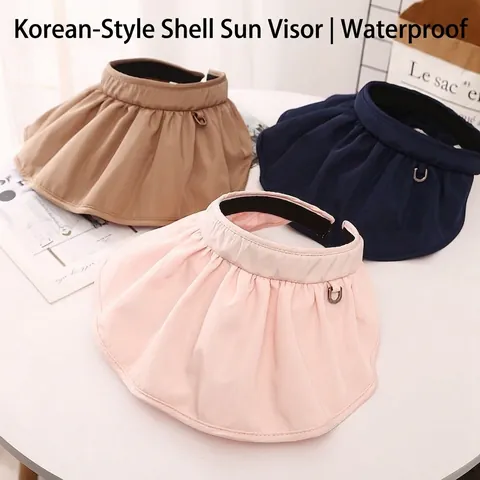Sun Visor Hat Women Wide Brim Foldable Pleated Shell Hat Waterproof UV Protection Summer Beach Travel