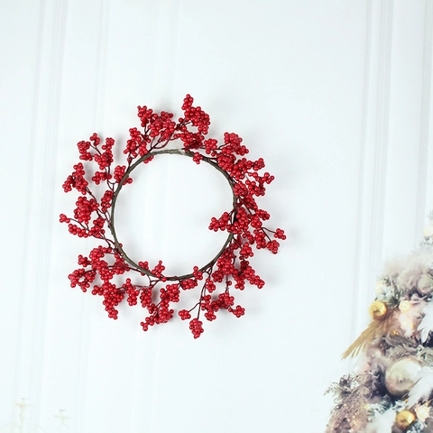Künstlicher Roter Beerenkranz Weihnachts Türbehang Schaumbeeren Girlande Winter Feiertag Home Party Dekoration