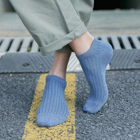 Men Low Cut Ankle Socks Ribbed Cotton Blend Breathable Odor Resistant Casual Solid Color Low Top Footwear Accessories