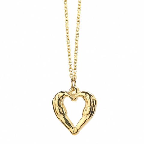 Minimalist Angel Wing Heart Pendant Necklace For Women Titanium Steel Gold Silver Plated Clavicle Chain Jewelry Gift