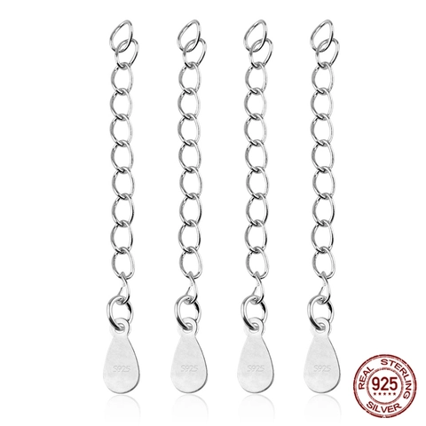 Cadena De Extensión De Plata De Ley 925 Con Dije De Corazón Y Gota De Agua Para Fabricación De Joyas De Bricolaje