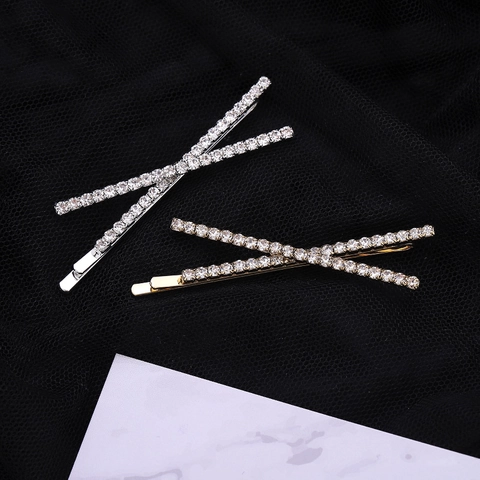 Barrettes À Cheveux En Alliage De Strass Forme En X Croisée Pinces À Cheveux Mode Style Navette Accessoires Élégants Pour Femmes