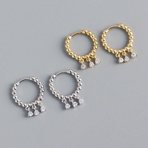Pendientes De Aro De Plata De Ley 925 Con Tres Colgantes De Zirconia Joyería De Lujo Versátil Para Mujeres
