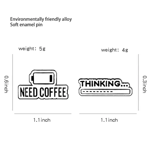 Minimalist Alloy Enamel Brooch Pins Need Coffee Thinking Progress Bar Creative Metal Badge For Coffee Lover Jewelry Gift