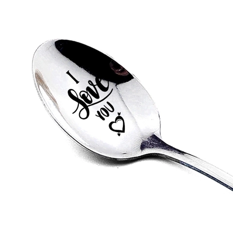 Cucchiaio Inciso In Acciaio Inox Manico Lungo Caffè Dessert Per Matrimonio Anniversario San Valentino Regalo Romantico Lucidato A Specchio