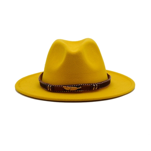 Fedora Hat Wide Brim Felt Jazz Cap With Feather Metal Charm Braided Band Ethnic Style Unisex Vintage
