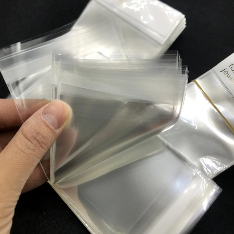 Jewelry Packaging Bags Transparent OPP Plastic Self Adhesive With White Card Header Hanging Hole For Earrings Display