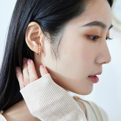 925 Sterling Silver Geometric C-Shaped Arc Stud Earrings Minimalist Baguette White Zirconia Gold Plated Fashion Jewelry For Women