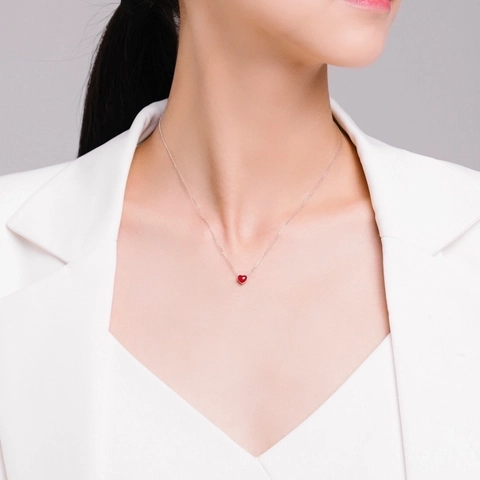 Heart Pendant Necklace 925 Sterling Silver Enamel Sweet Simple Minimalist Clavicle Chain Colorful Jewelry For Women