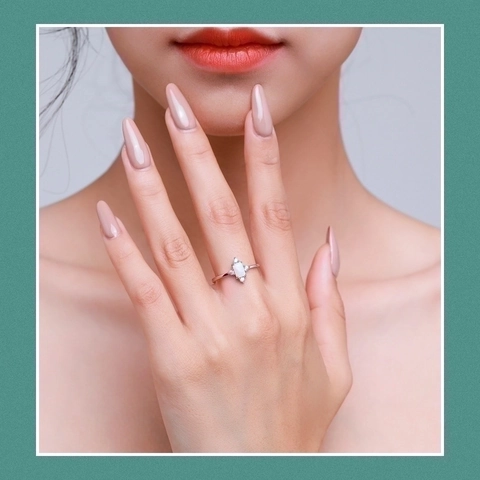 Vintage Ring Mit Rechteckigem Weißem Opal 925 Sterling Silber Eleganter Zirkonia Modeschmuck Geschenk Für Damen