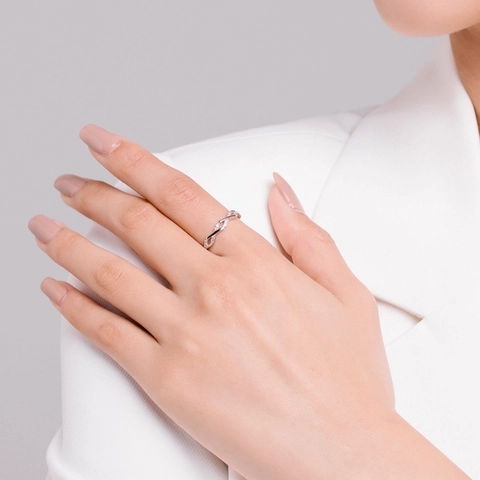 Anello Intrecciato Geometrico In Argento Sterling 925 Con Zirconia Cubica Micro Pavé Gioielli Per Donne Ragazze
