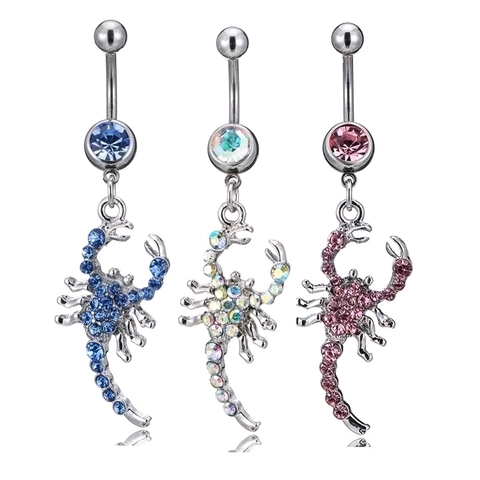 Piercing De Ombligo Escorpión Acero Inoxidable 316 Aleación Cristal Joyería Corporal Forma De Animal Para Mujeres