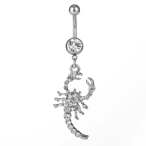 Scorpion Belly Button Ring 316 Stainless Steel Alloy Rhinestone Navel Piercing Jewelry Exotic Animal Shape For Women
