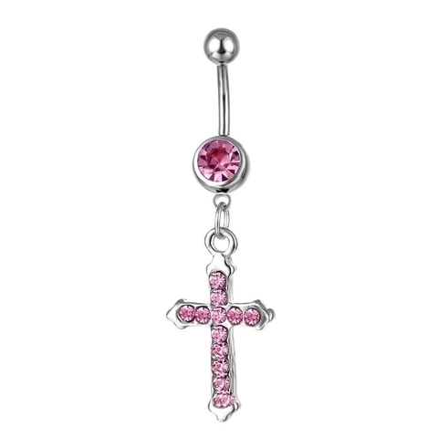 Piercing Ombelico Pendente Croce Acciaio Inossidabile 316L Piercing Ombelico Strass Intarsiato Gioielli Per Il Corpo