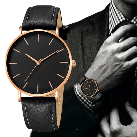 Reloj de Cuarzo de Negocios Minimalista para Hombres Mujeres Correa de Cuero de PU Caja de Aleación Moda Casual Pareja Reloj de Pulsera