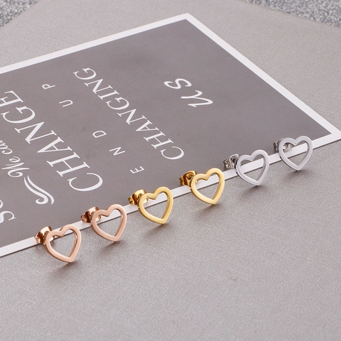 Holle Hart Oorknopjes Roestvrij Staal Minimalistisch Gepolijst Mode Trendy Sieraden Cadeau Voor Vrouwen