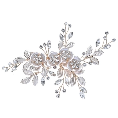 Fermaglio Per Capelli Sposa Strass Perla Artificial Lega Fiore Foglia Accessorio Matrimonio Copricapo Elegante Per Donne