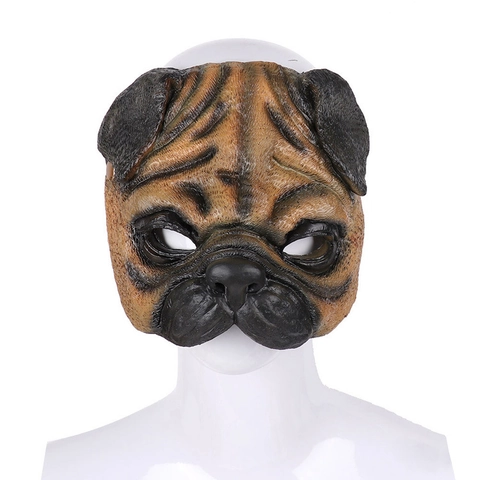 Realistische Mops Hundekopf Maske PU Schaum Tierkostüm Für Halloween Karneval Cosplay Party Lustige Neuheit Requisite